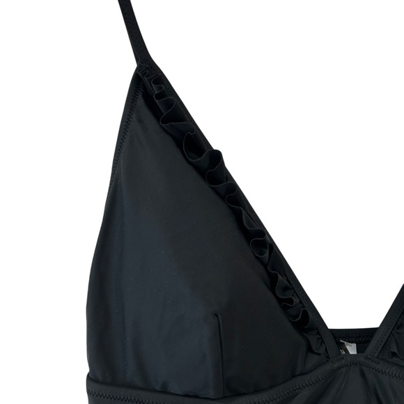 NWT J. Crew Ruffle Plunge One Piece Swimsuit 16 black beach swim vacation - Picture 6 of 12